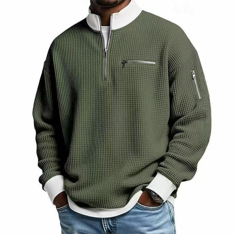 Mænds sweatshirt med høj krave og praktisk lynlås Skovae