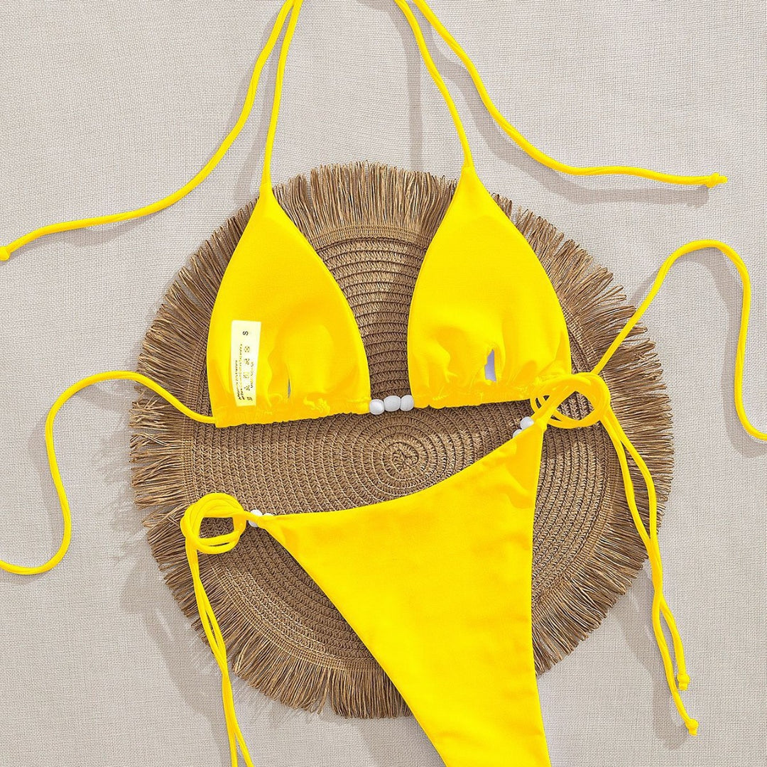 Dame trekant-bikini med dekorative perle-detaljer Skovae