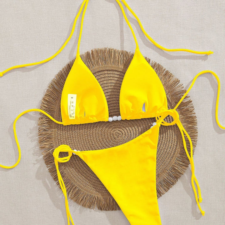 Dame trekant-bikini med dekorative perle-detaljer Skovae