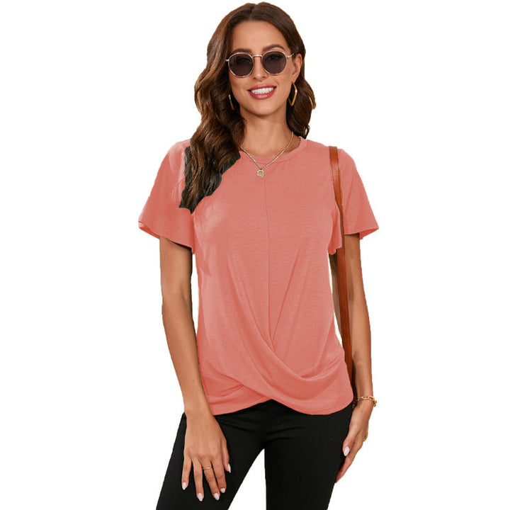 Damer elegant T-shirt med afslappet viklelook og behagelige korte ærmer Stilla