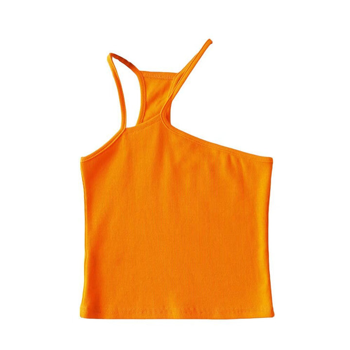 Dame asymmetrisk spaghetti-strop top med smart rippet design og sporty snit Stilla