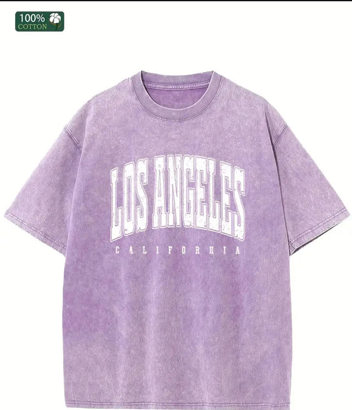 Dame Oversized T-shirt med Vintage Los Angeles Print og afslappet snit Stilla