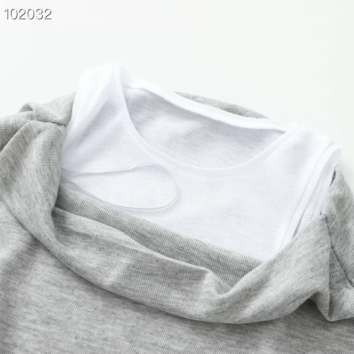 Damer casual overlay T-shirt med asymmetrisk snit og elegante folder Skovae