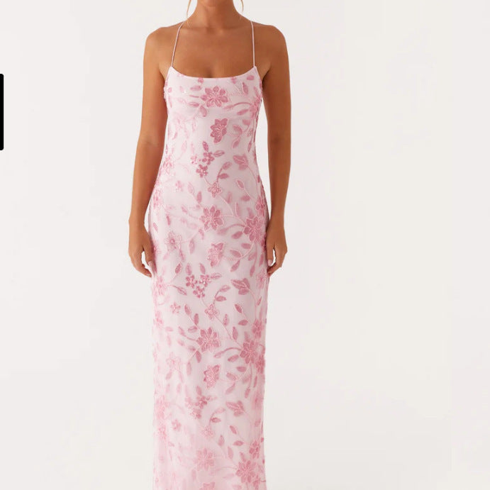 Damer Couture Maxi Kjole med Blomster Smock Design og Fristende Bag detaljer