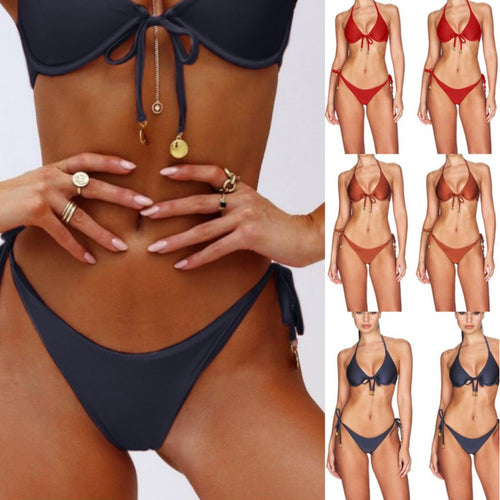 Dame Triangel-Bikini med justerbare snore og elegant smykkeaccent Stilla