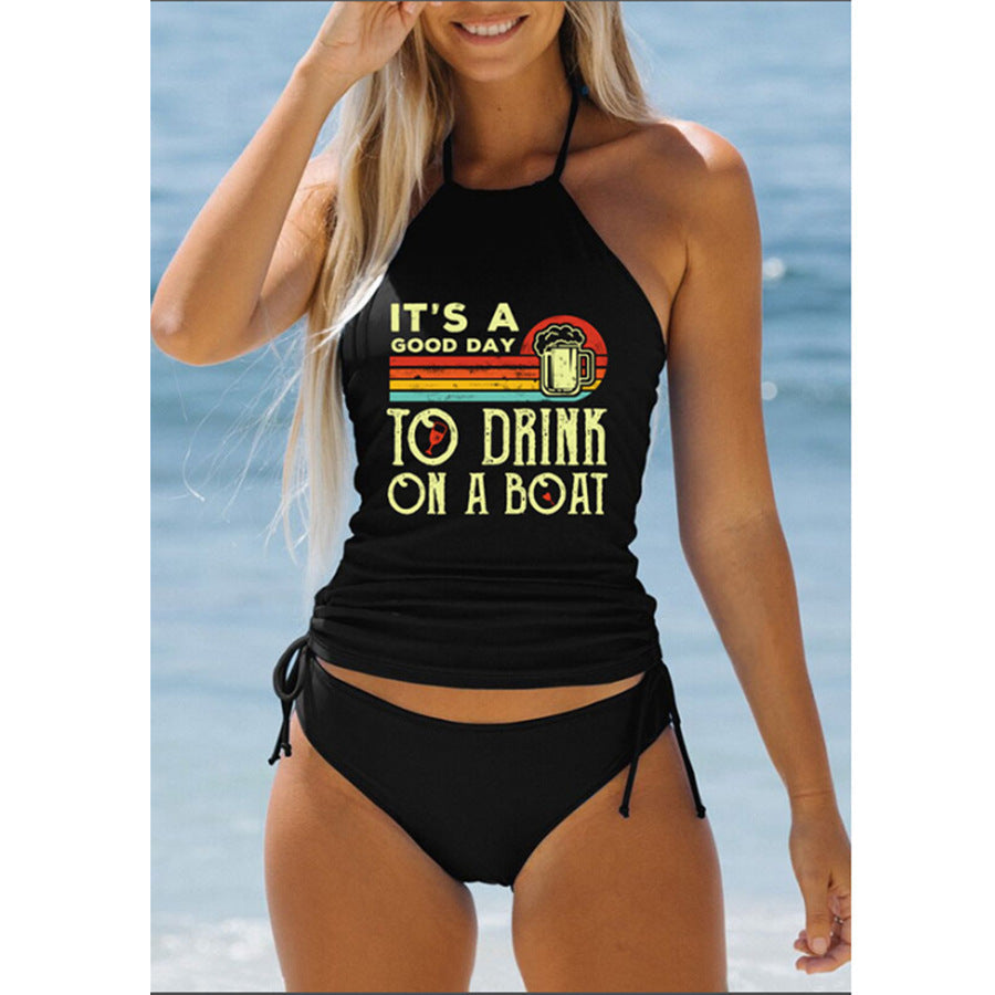 Dame Sport Bikini-sæt med asymmetrisk top og justerbare bånd Stilla