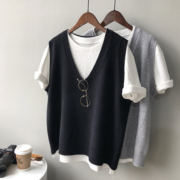 Dame ærmeløs V-Pullover i blødeste cashmere-blanding med elegant snit Stilla