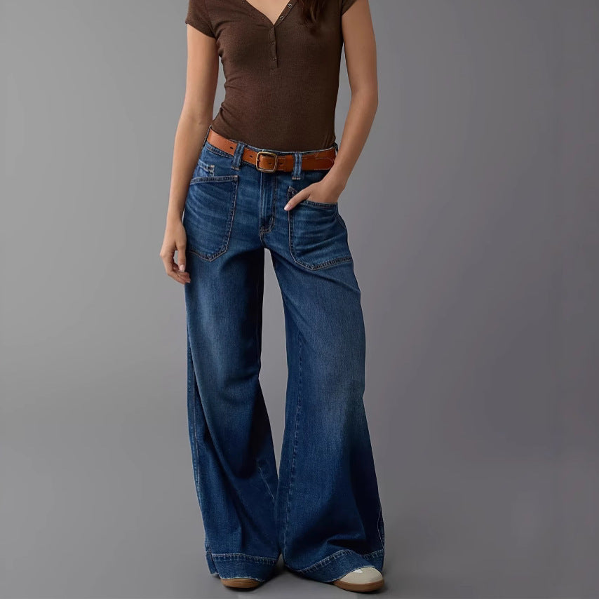 Dame brede jeans med høj talje Stilla