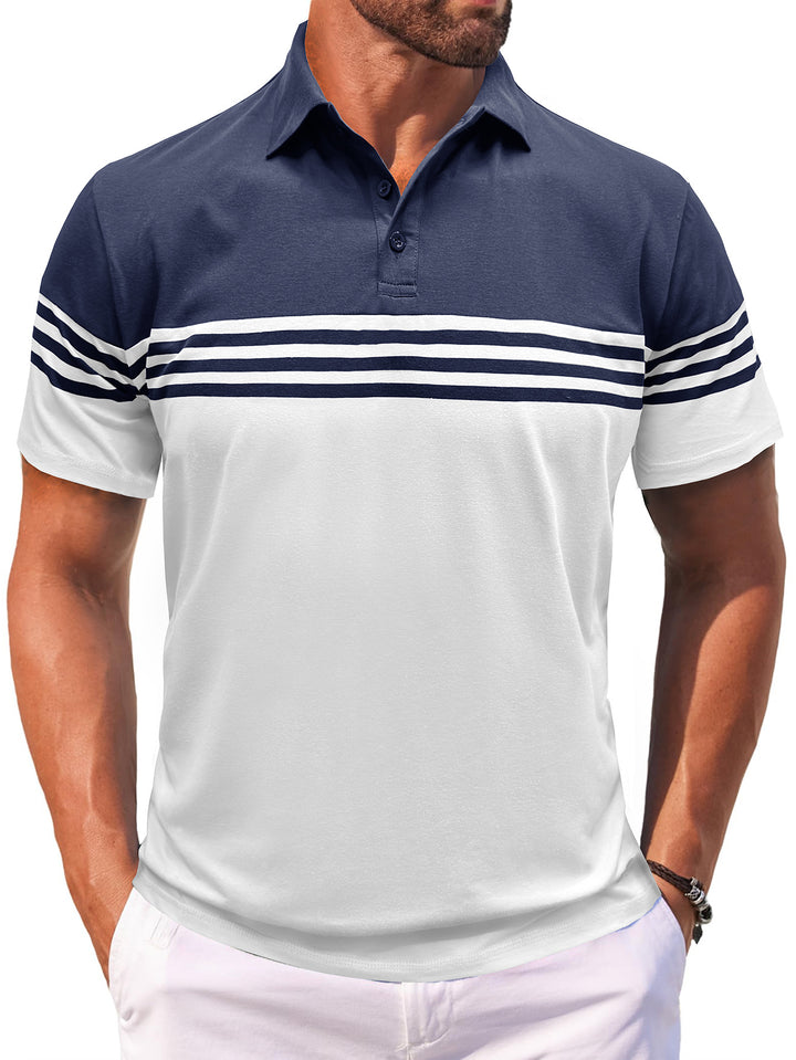 Herre polo-shirt med moderne stribemotiv og åndbart stof Stilla