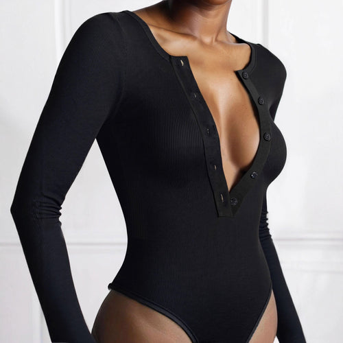 Kvinders langærmet bodysuit med elegant knaplukningsdesign Stilla