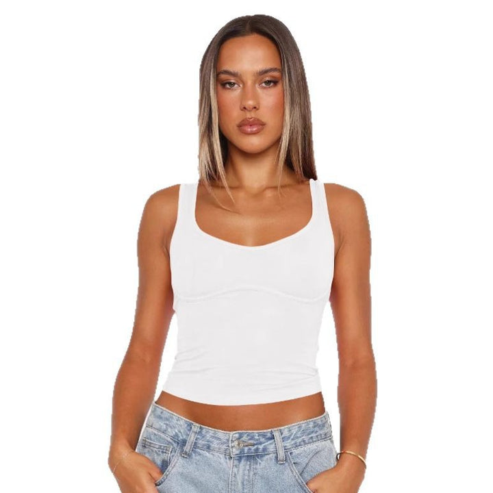 Dame crop-top med brede stropper og integreret bustier Stilla
