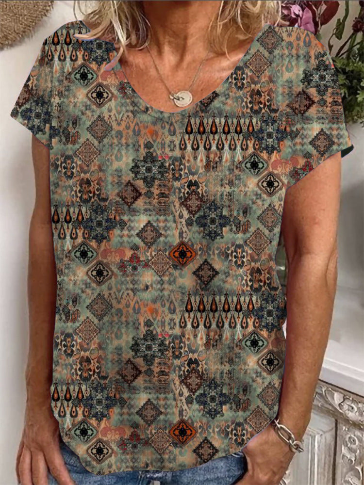 Dame Loose Bluse med farverigt paisleymønster Skovae