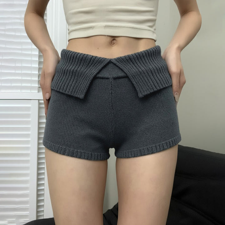Dame komfortable og elegante strik-shorts med høj talje Skovae