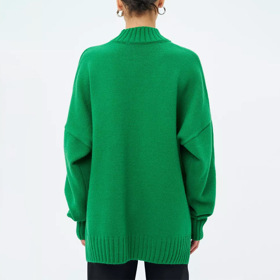 Stilla | Pullover Pullover Størrelse Schnit Ribbet Strik Semi Høj Hals Faldende Skuldre
