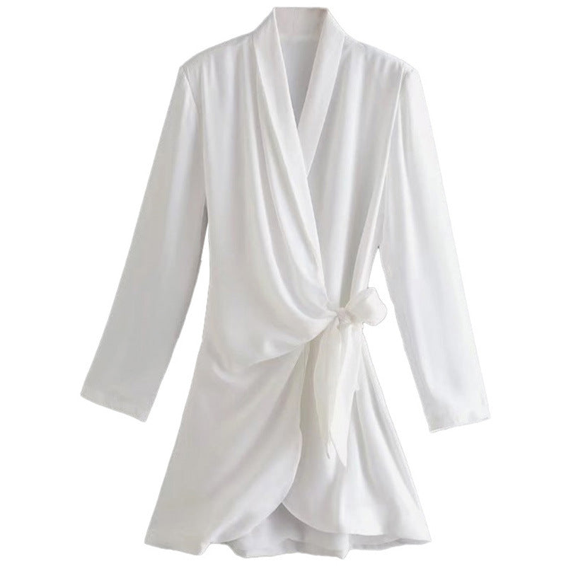 Dame Elegant Wrap Blazer med Moderne Snit og Taljebelte Skovae