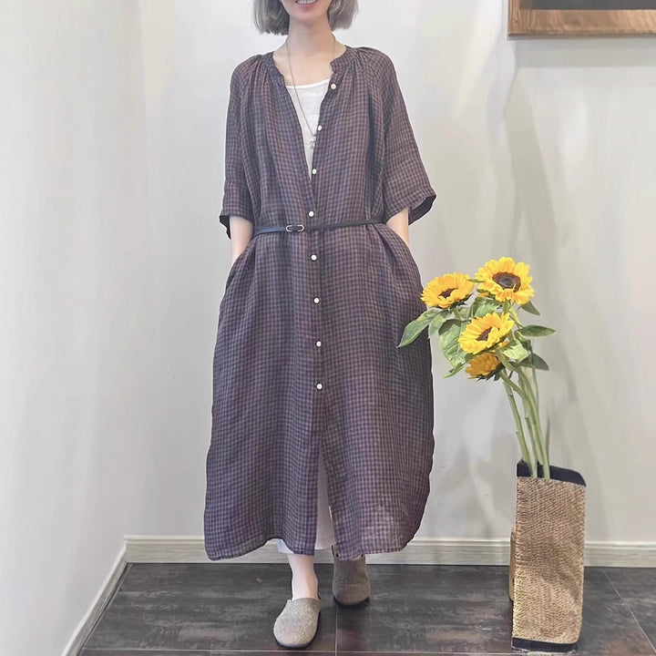 Dame Button-Up Maxi-kjole med lommer og taljeret bælte Stilla