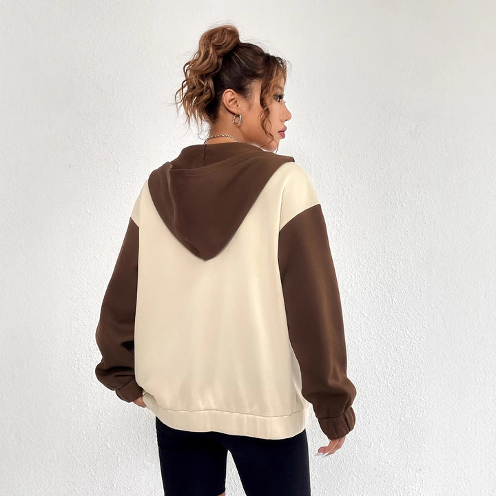 Damer casual sweatshirt jakke med kontrasterende ærmer og hætte Stilla