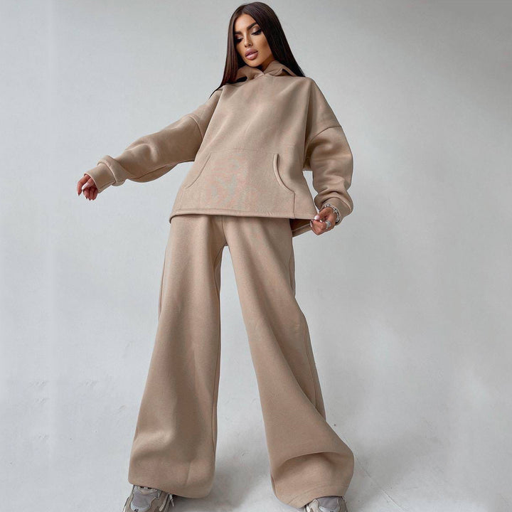 Kvinders afslappede fit hættebluse og løs sweatpants sæt Skovae