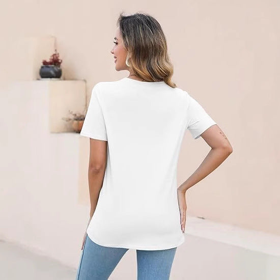 Dame løs Basic T-shirt med Rund halsudskæring Stilla