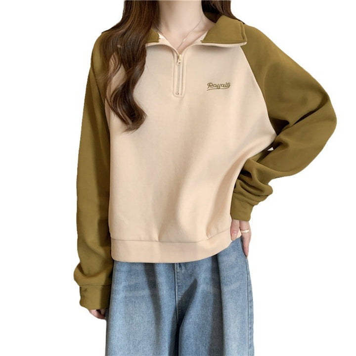 Dame Quarter-Zip Casual Sweatshirt med kontrasterende ærmer Stilla