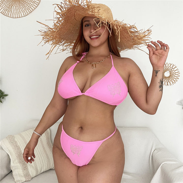 Dame Triangel-Bikini med delikat sommerfugledesign og glitrende detaljer Skovae