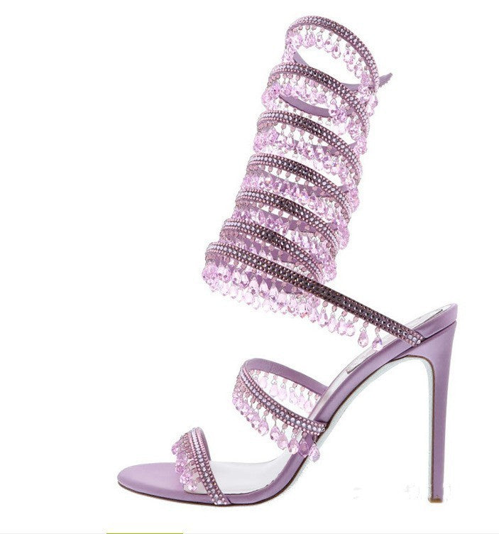 Femme Strappy Strass-besatte Stiletto-hæle sandaler Stilla