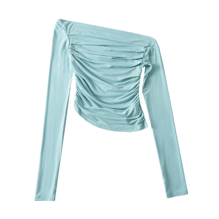 Dame asymmetrisk, ruched overdel med langærmet og elegant design Stilla