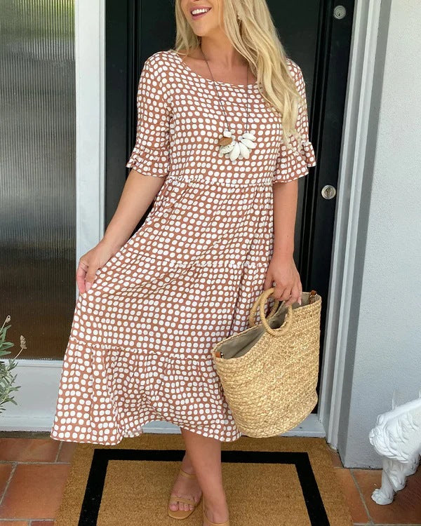 Dame Bohemian Polka Dot Midi Kjole Stilla