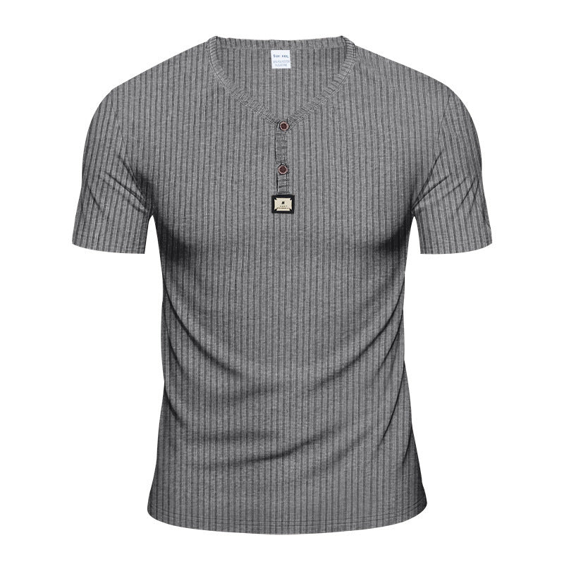 Herrer Kortærmet Henley T-shirt med elegant struktur og moderne knapper Stilla