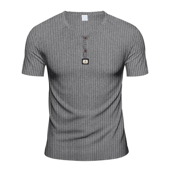 Herrer Kortærmet Henley T-shirt med elegant struktur og moderne knapper Stilla