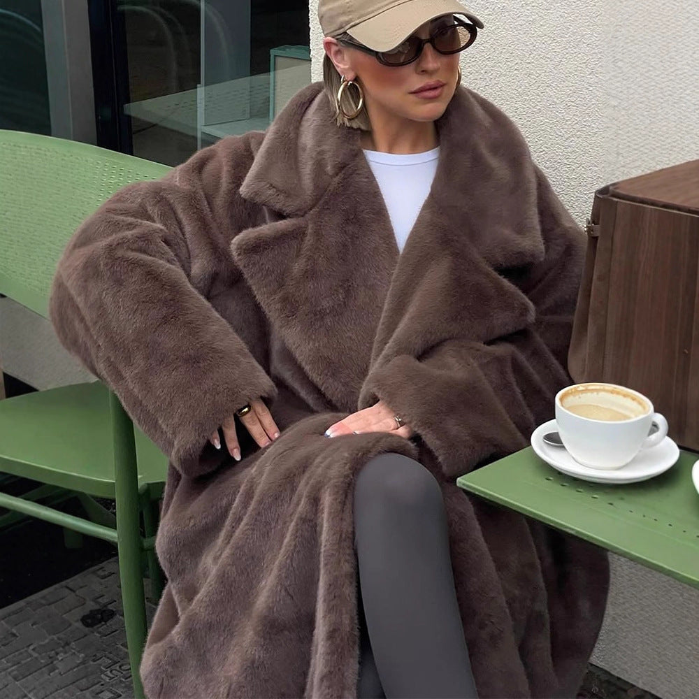 Dame Oversized Künstpelsfrakke Stilla