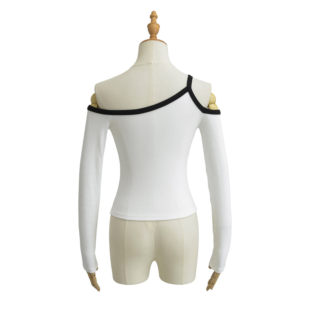 Dame Off-Shoulder Top med elastisk kant og elegante kontrastdetaljer Stilla