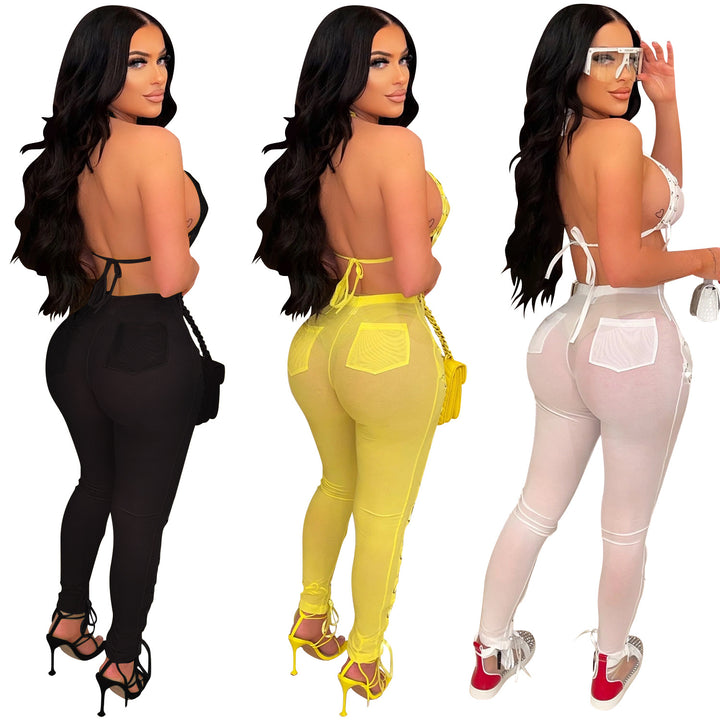 Dame Sporty Crop-Top og High-Waist Leggings Sæt Stilla