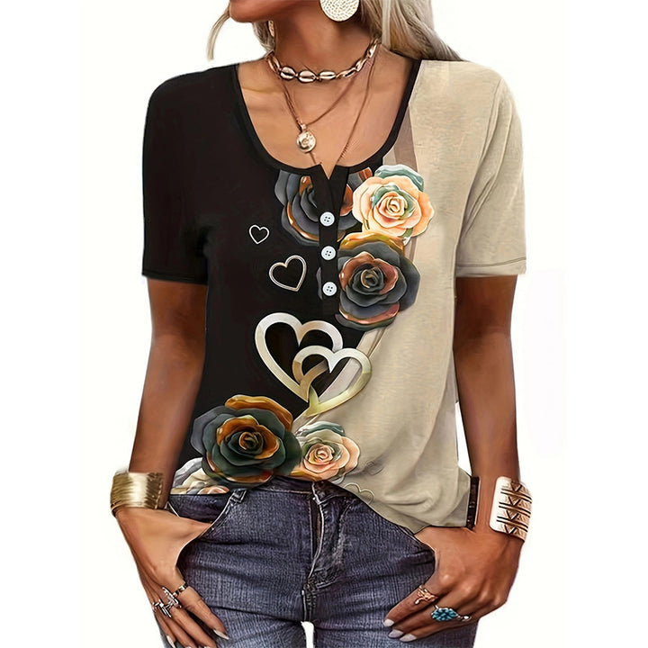 Dame bluse skjorte med blomsterdesign og knapdetaljer Stilla