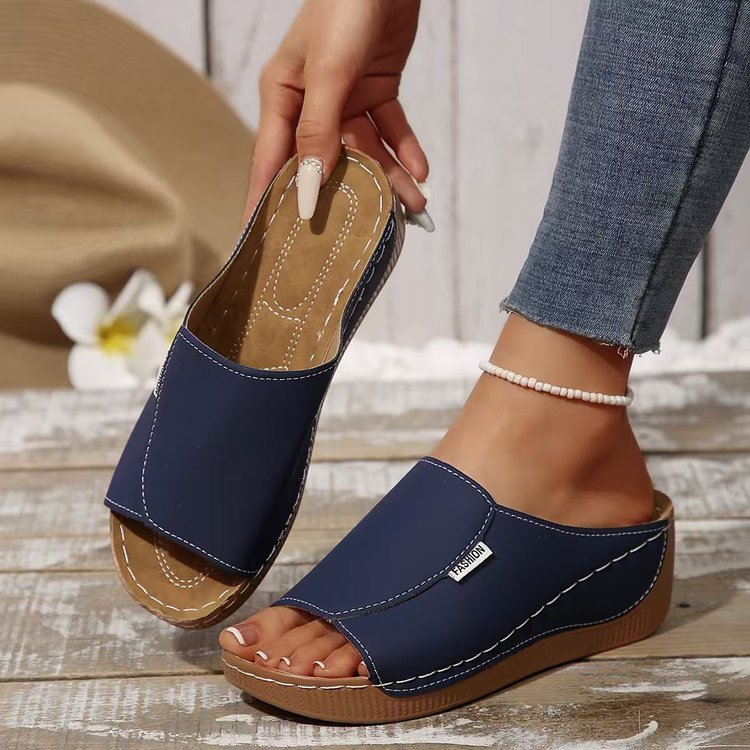 Dame behagelige slide-sandaler med blød sål og fleksibel fodseng Stilla