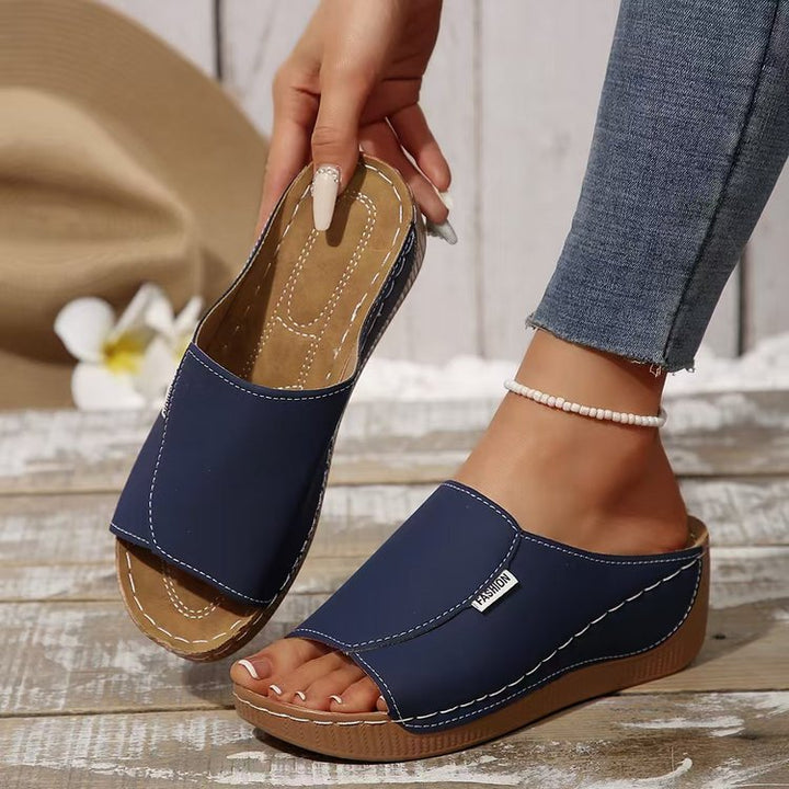 Dame behagelige slide-sandaler med blød sål og fleksibel fodseng Stilla