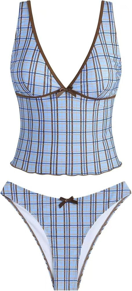 Dame bikini-sæt med udskåret top og justerbare stropper Skovae