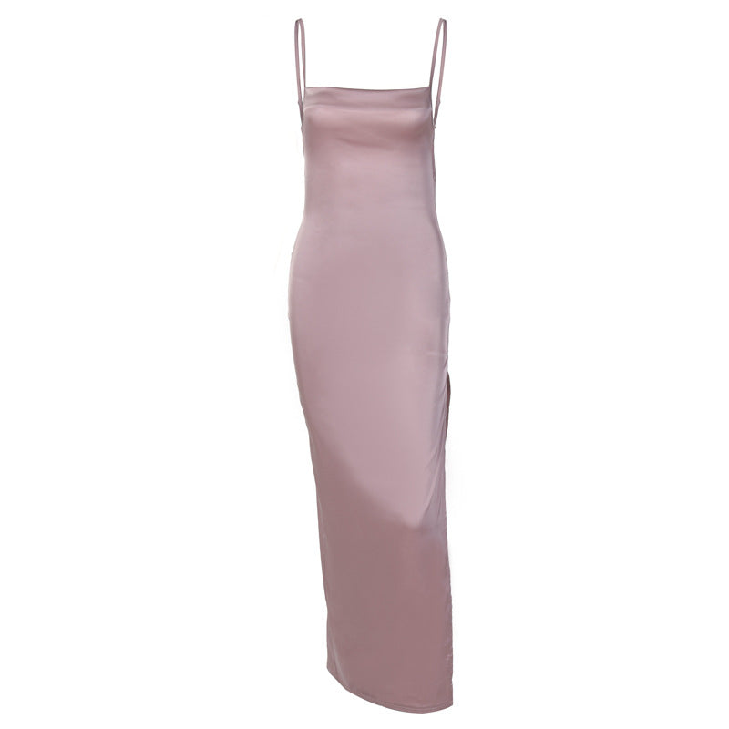 Damer elegant Maxikjole med smalle spaghetti-stropper og flydende satin-finish Stilla