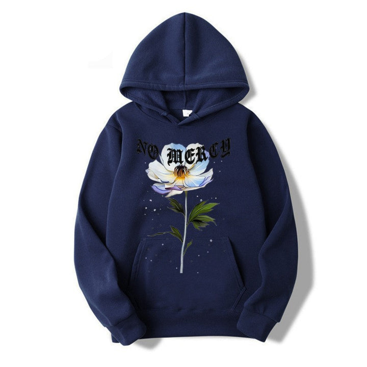 Kvinders hoodie med blomsterprint og fremtrædende tryk Skovae