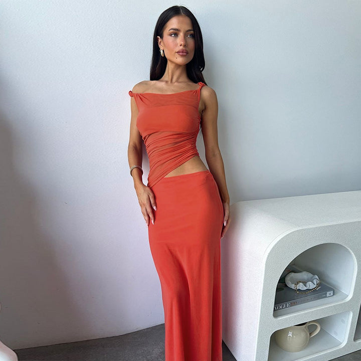 Dame elegant omslagkjole med asymmetrisk snit og figursyet silhuet Skovae