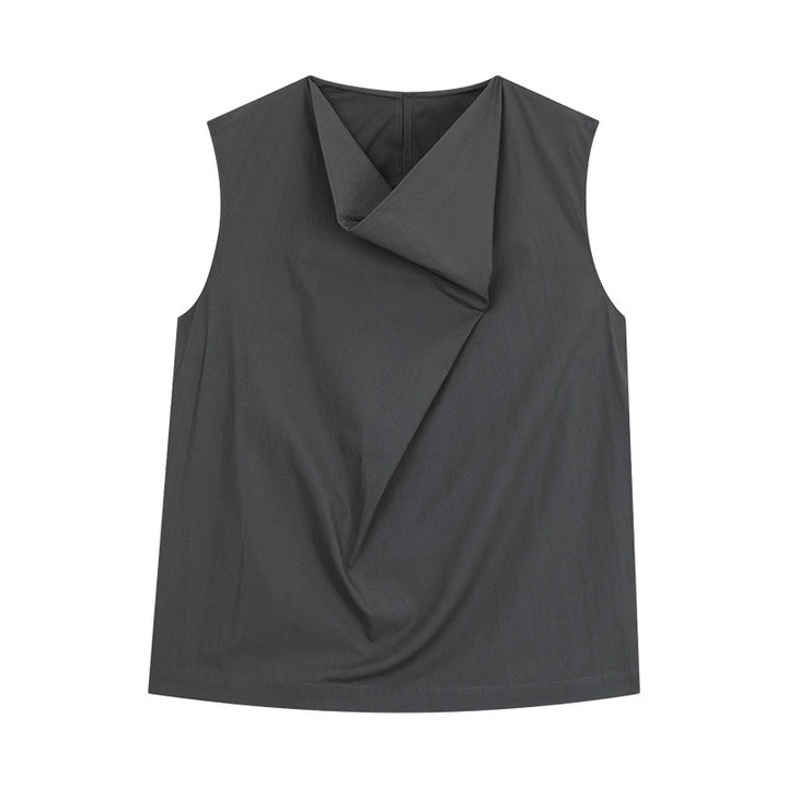 Dame ærmeløs bluse skjorte med innovativ draperingsdesign Stilla
