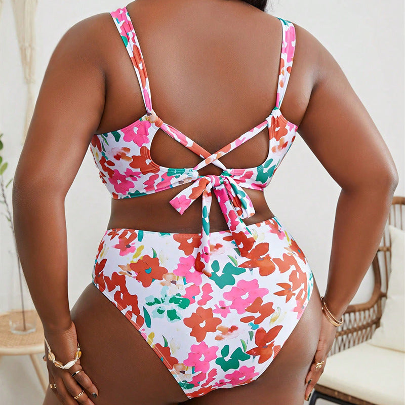 Dame Crop-Top Bikini med blomsterdesign Skovae