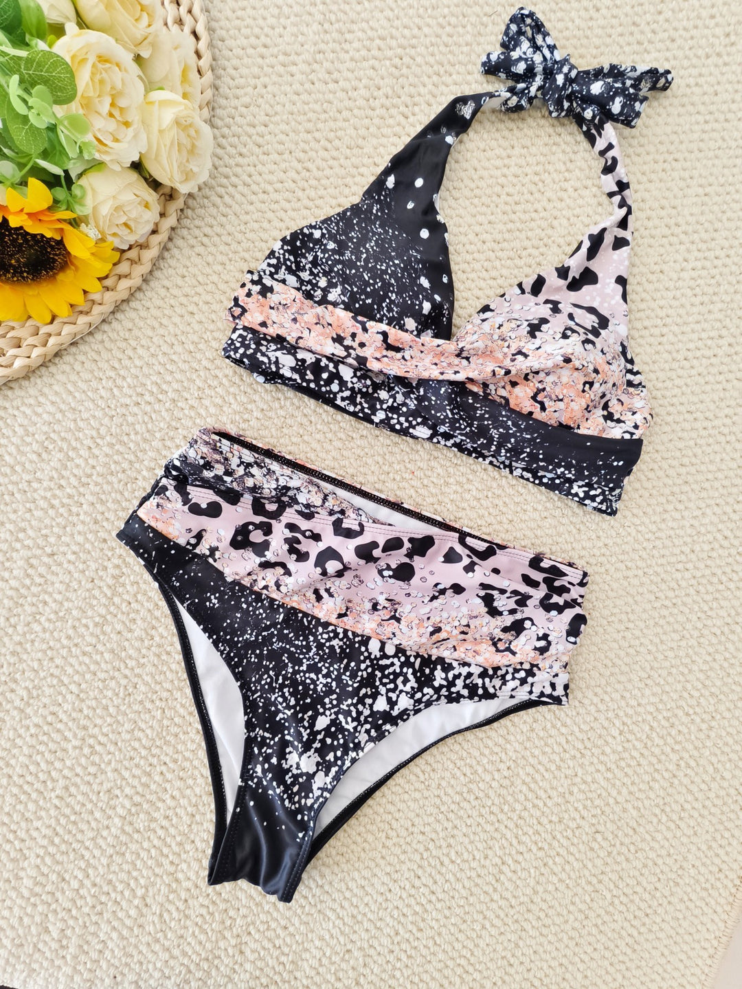 Damer Bikini-sæt med trendy dyretryk og moderigtigt sløjfe-detalje Skovae