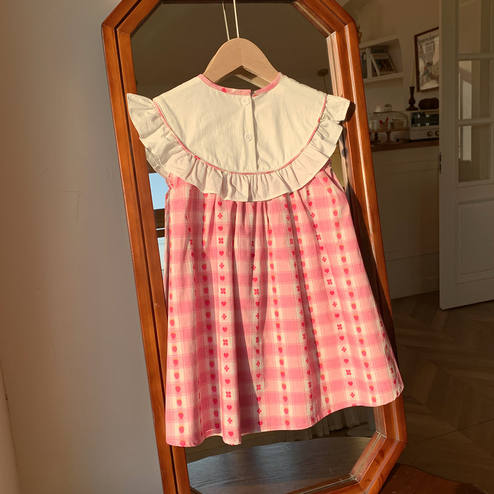 Pige Floral Broderet Sommerkjole med Flæseskjorte Stilla