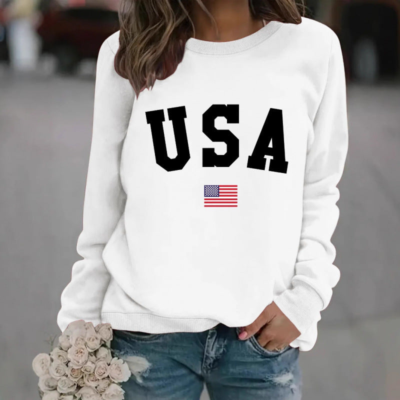 Kvinders sweatshirt med moderne USA udtalelse og hyggelig pasform Skovae