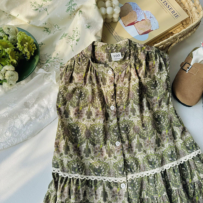 Pige Rynkebluse Blomsterkjole Stilla