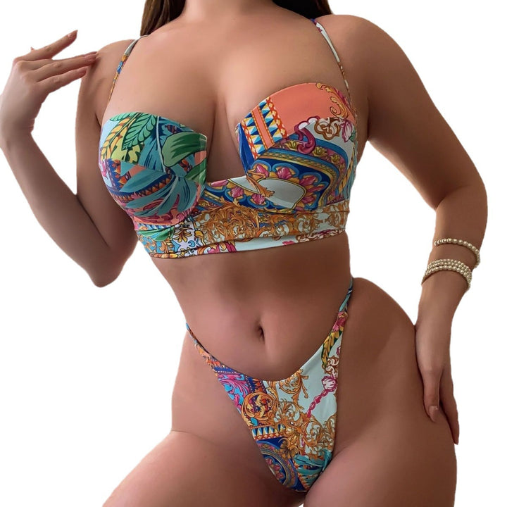 Dame bøjle-bikini-sæt med florale accenter Skovae