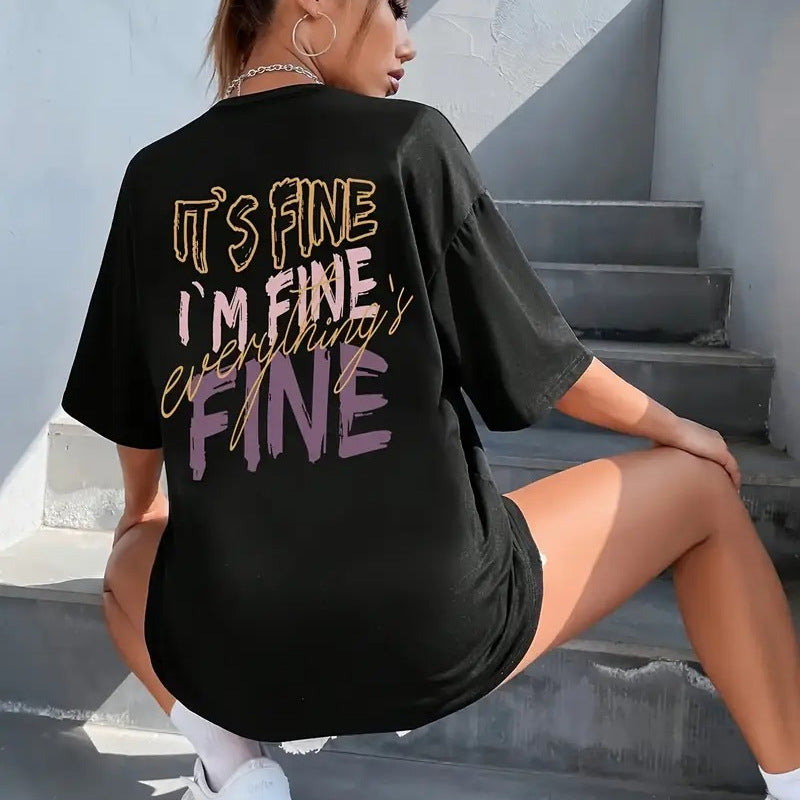 Dame Oversized T-Shirt med moderne grafisk tryk og afslappet pasform Stilla