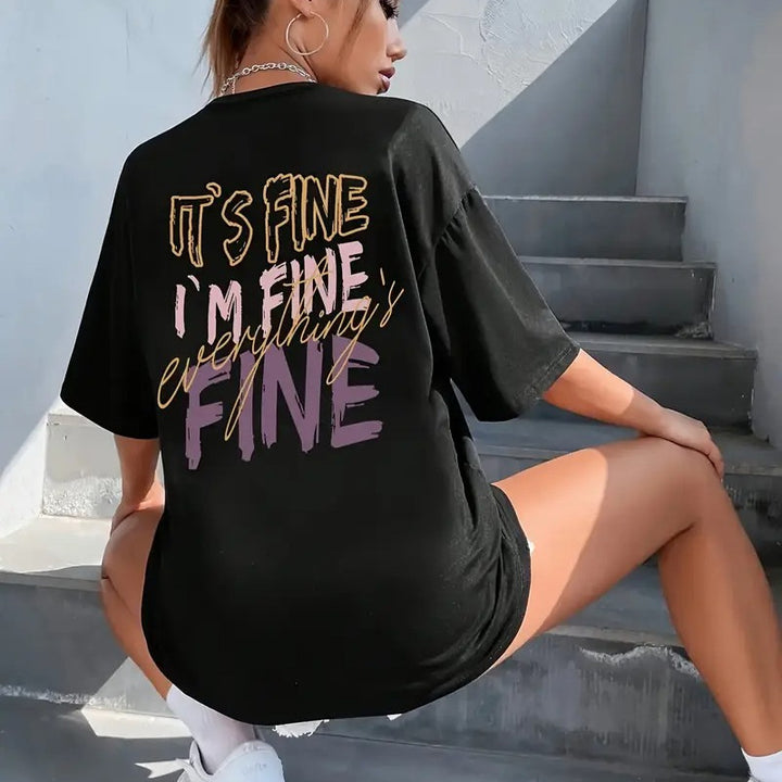 Dame Oversized T-Shirt med moderne grafisk tryk og afslappet pasform Stilla