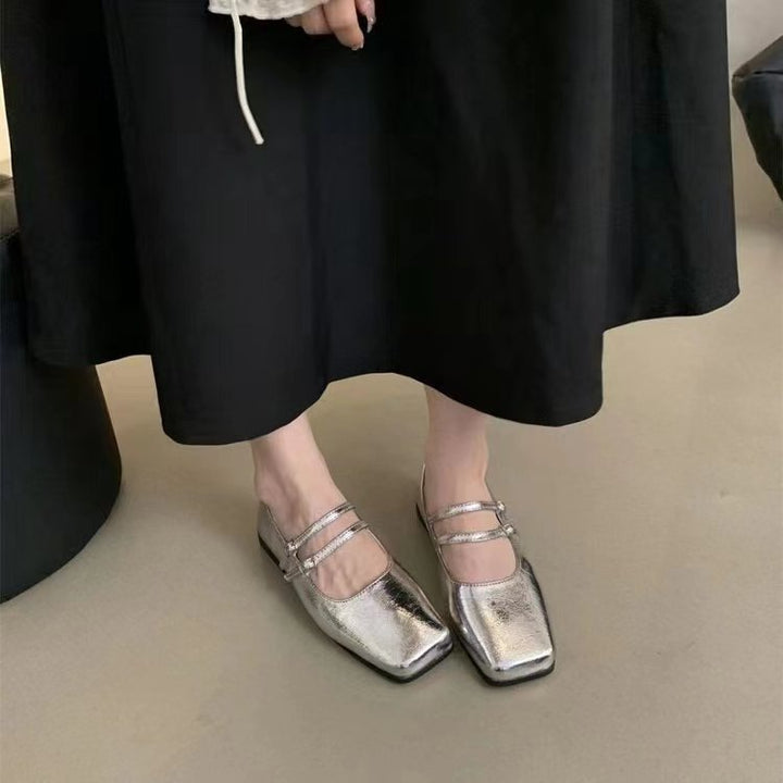 Dame elegante Mary Jane Flats med dobbelt rem og komfortabel sål Stilla